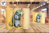 20 oz Sublimation Tumbler Wrap - Watercolor Sleepy Crocodile holding a Coffee